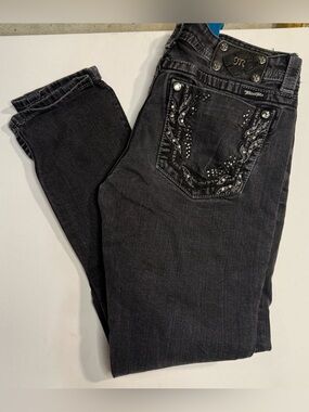 Miss Me Black Skinny Jeans with Embellished Back Pocket